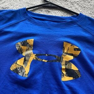Under Armour Youth XL Heatgear T Shirt Blue Logo Short Sleeve‎ Loose